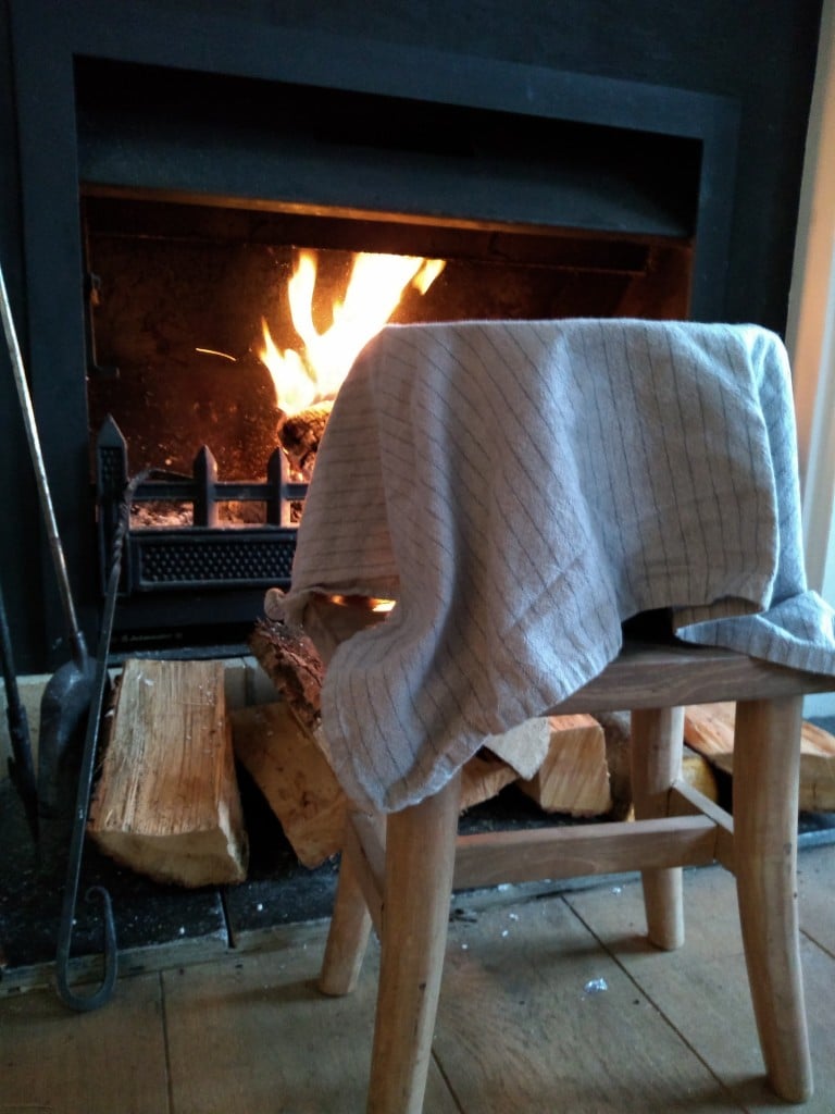 Letting the dough proof by the fire