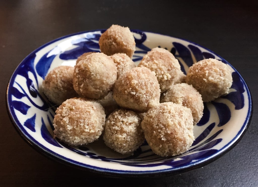 Raw nuts truffles in a bowl